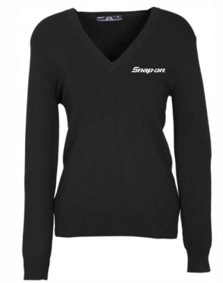 Ladies V-Neck Pullover-Black:Black